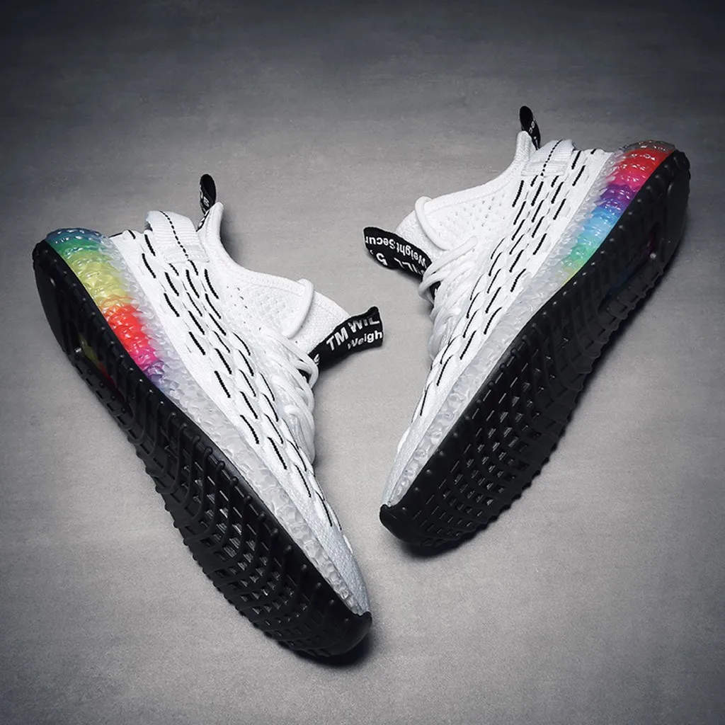 New Man Casual Sneakers Men's Vulcanize Shoes Fashion Rainbow Jelly Soles Men Sneakers Outdoor Breathable Men Shoes