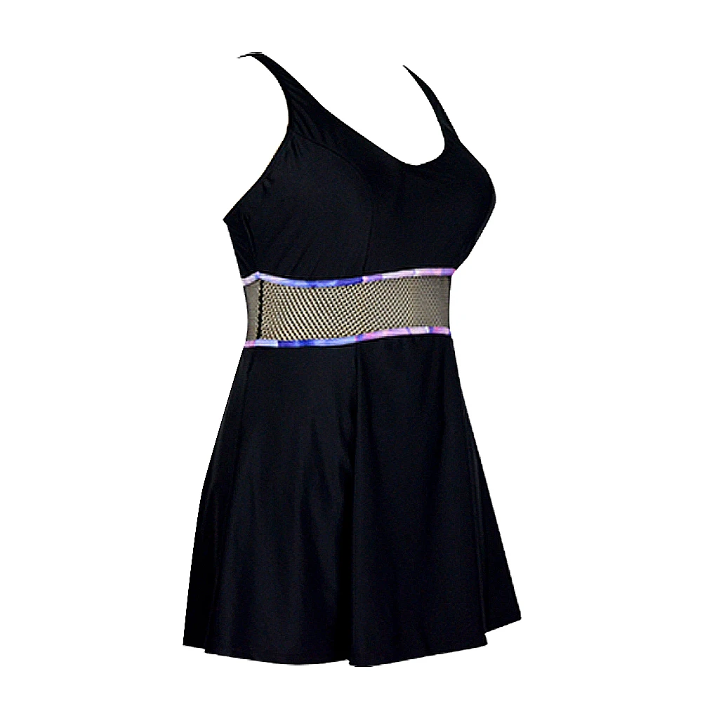 Черный сексуальный цельный купальник Танкини юбка плюс размер купальники для