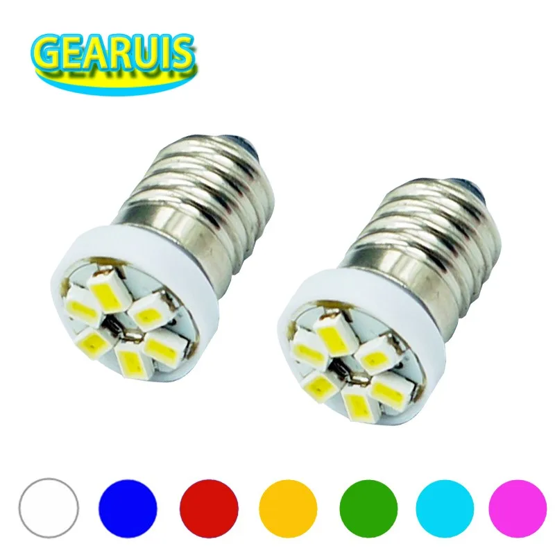 Фонарь светодиодный 1206 x E10 6 SMD 3020 белый синий красный желтый зеленый|led screw light|led