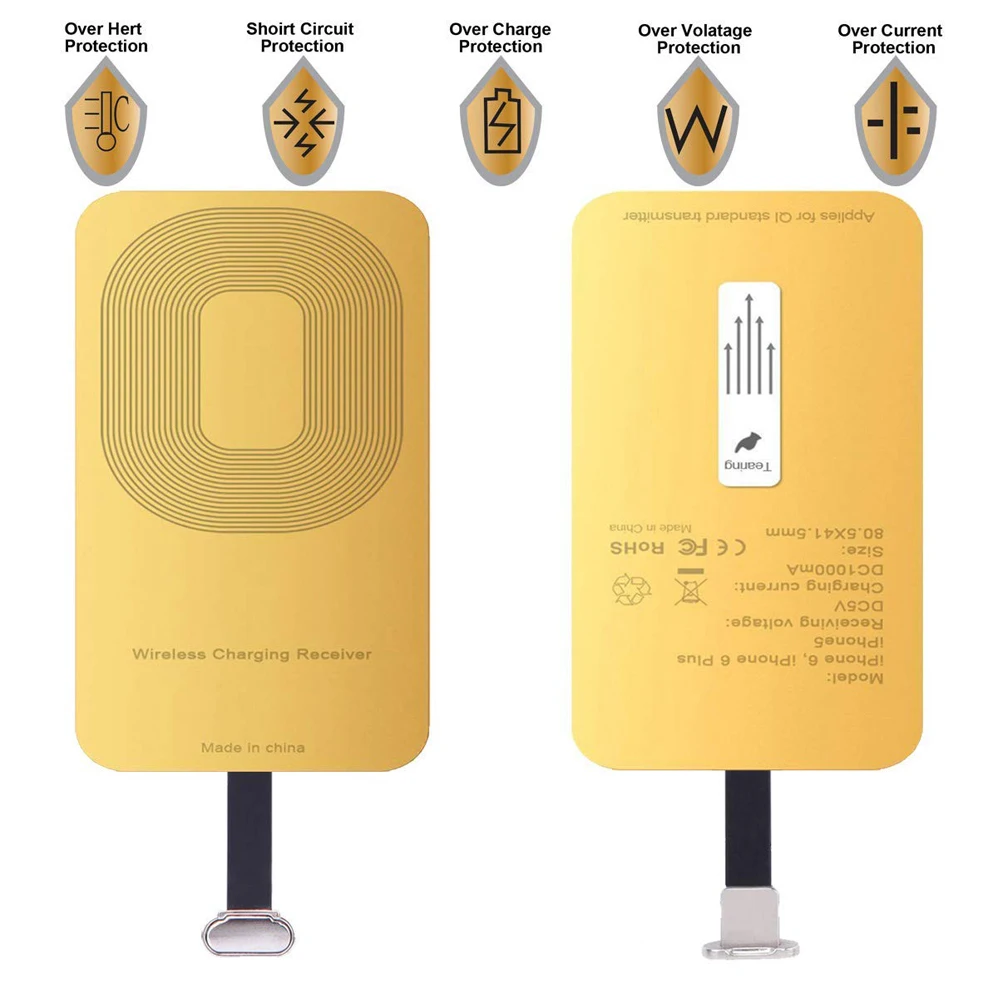 qi receiver for iphone 5 5c 5s se 6 6plus 6s 6splus 7 7plus iphone wireless receiver charging receiver wireless charging adapter free global shipping
