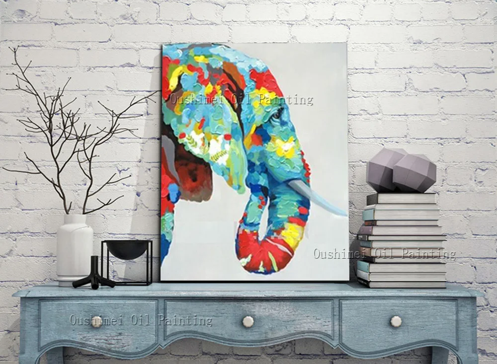 Художественный модный дизайн поп картина маслом абстрактный красочный нож слон