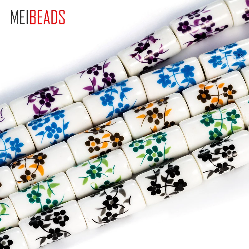 Разноцветные керамические шарики MEIBEADS 9*17 мм в цилиндрической форме для браслета
