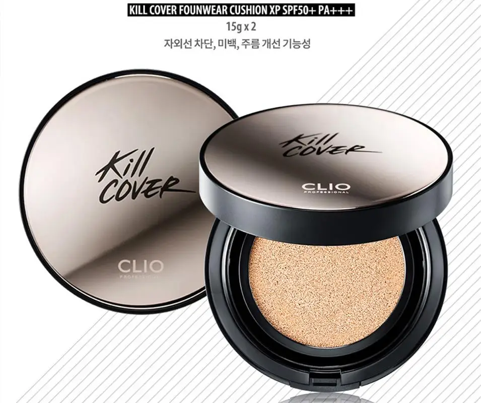 CLIO Kill Cover Founwear Cushion XP SPF50+ 15 г+ Refill 15 г Cushion BB Cream Cover Осветляющий консилер основа для макияжа лица