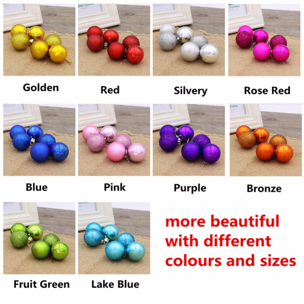 24PCS 8cm Christmas Tree Ornament Balls Decorations Hanging Bling balls Plastic Home Party | Дом и сад