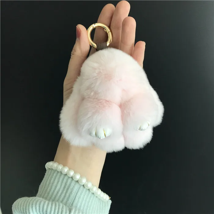 Magicfur- новинка. 10 см мини Настоящий мех кролика кролик игрушка кукольный брелок Настоящий мех кролика сумка брелок - Цвет: Pale pink