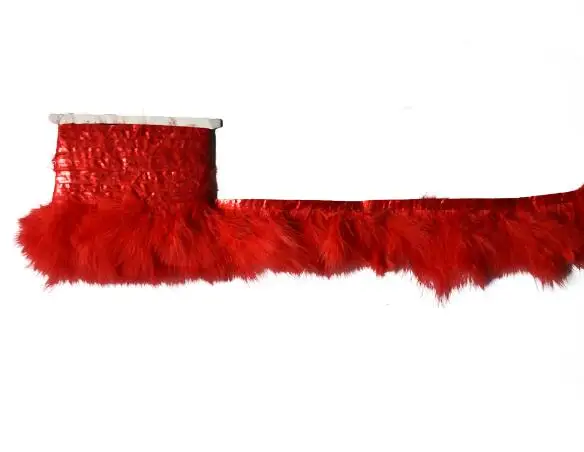 2 yards/lot Colorful Turkey Villus Plumas Feather Ribbon Belt Trimming Fringe DIY Garment Feather Clothes Accessories IF34 - Цвет: red