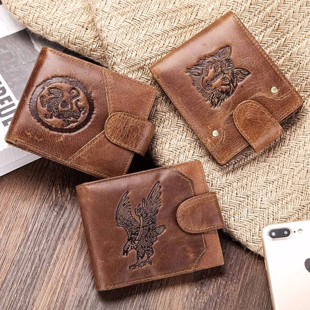 Genuine Leather Men Wallets Coin Pocket Zipper Men's Fashion Wallet with High Quality Male Purse Cartera Portomonee | Багаж и сумки