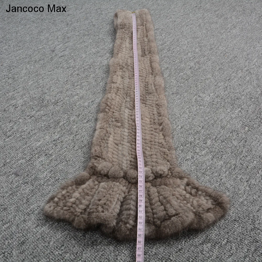 Jancoco Max натуральный вязаный норковый мех шарф Женская мода Высокое качество меховая Шаль Зима теплая Новинка S7126