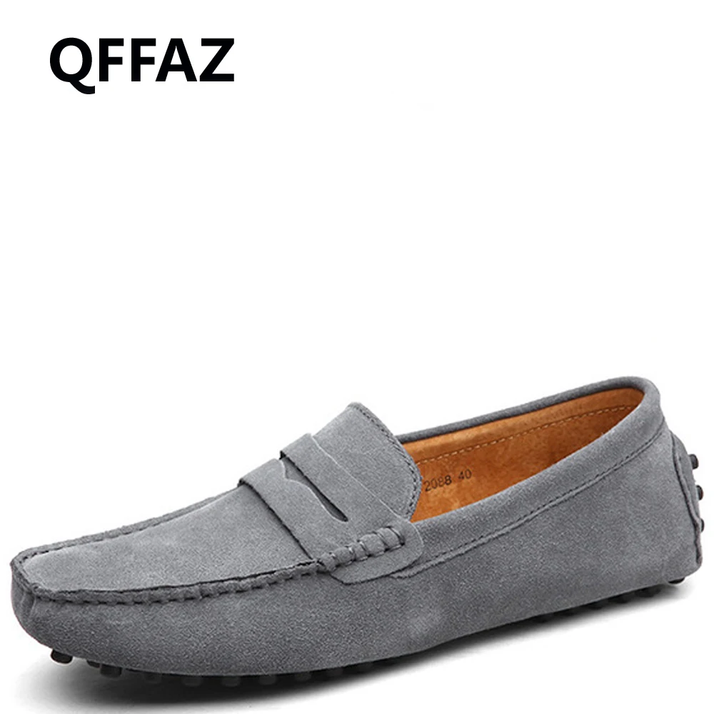 Мокасины QFFAZ мужские из натуральной кожи мягкие туфли лоферы плоская подошва для