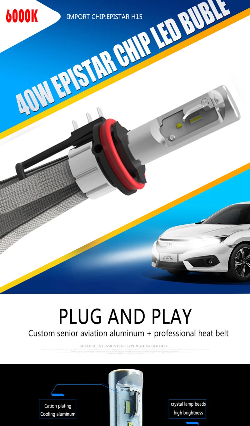 2X 8C 80 Вт 8000LM 9004 9007 авто светодиодный фары 12V 6000K H4 H7 H11 H13 H15 D2H 9004 9007 Canbus без ошибки епистар чипы автомобильных ламп