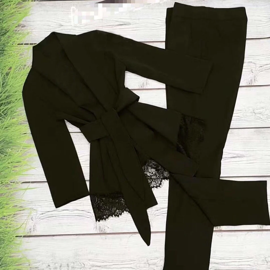 2019 новый офисный женский костюм сексуальный кружевной кардиган с длинным