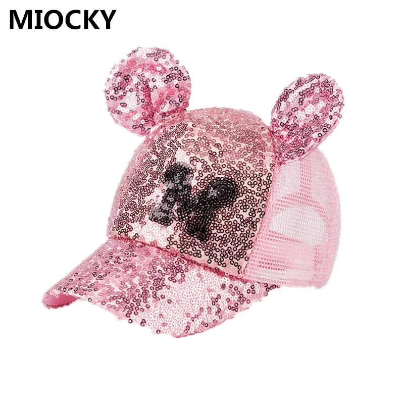 

Baby Summer Hat Sequin Children Baseball Cap Mouse Ear Gillter Kids Sun Hats Casual Girls Snapback Hip Hop Caps D0884