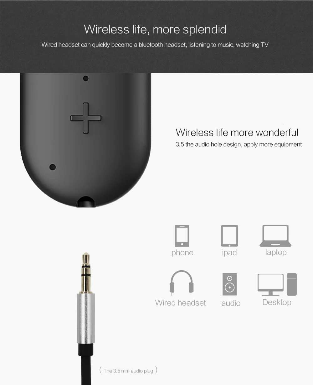 Петля R8 Bluetooth 4,1 приемник беспроводной аудио приемник Музыкальная Коробка адаптер с микрофоном AUX Out Back клип для наушников динамик