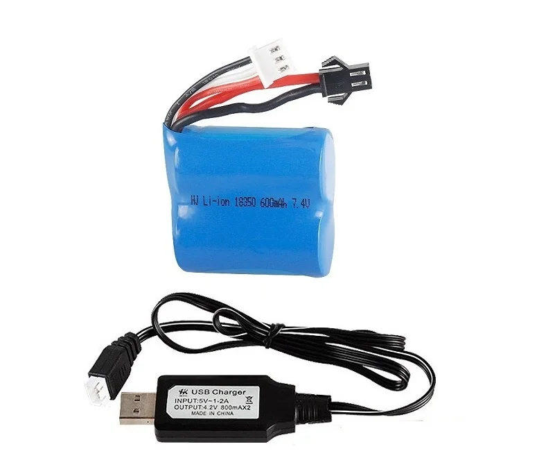 YUKALA 7,4 V 600mAh литий-ионная батарея 18350 для H100 H102 S2 Высокоскоростной RC лодки