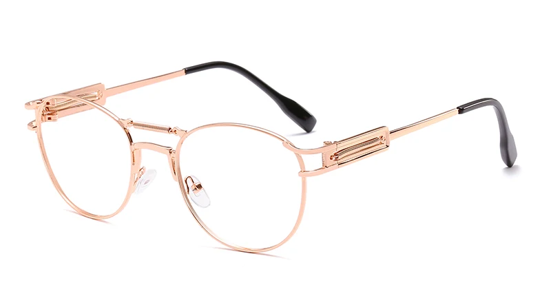 Rose gold w clear LEIDISEN мужские солнцезащитные очки в стиле стимпанк Для женщин, фирменный дизайн, зеркальные линзы, винтажные Ретро очки овальные солнцезащитные очки высокого качества с UV400 - Цвет линз: Rose gold w clear