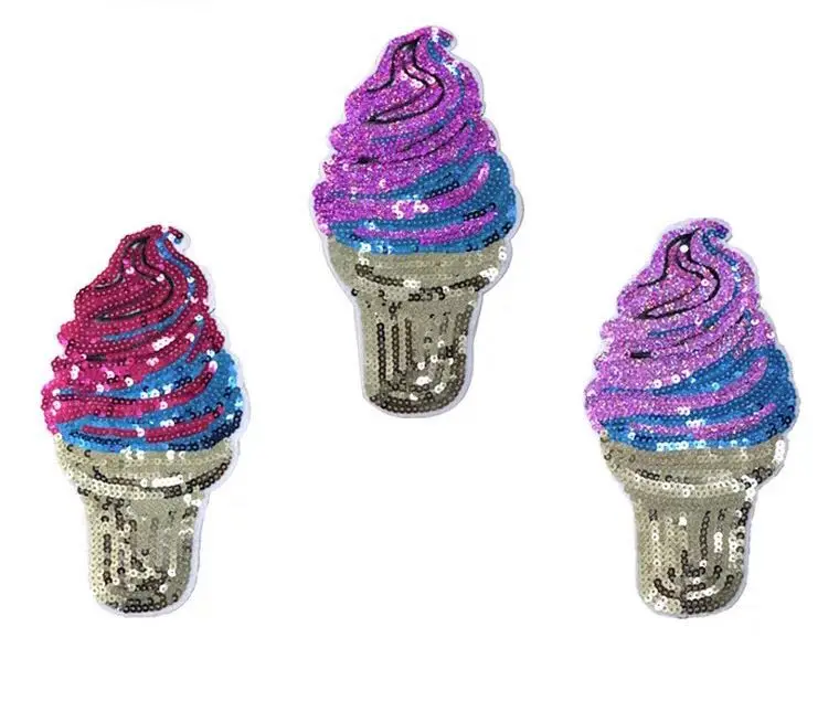Мороженое аппликация блестками vintage заплатам нашивка на одежду |