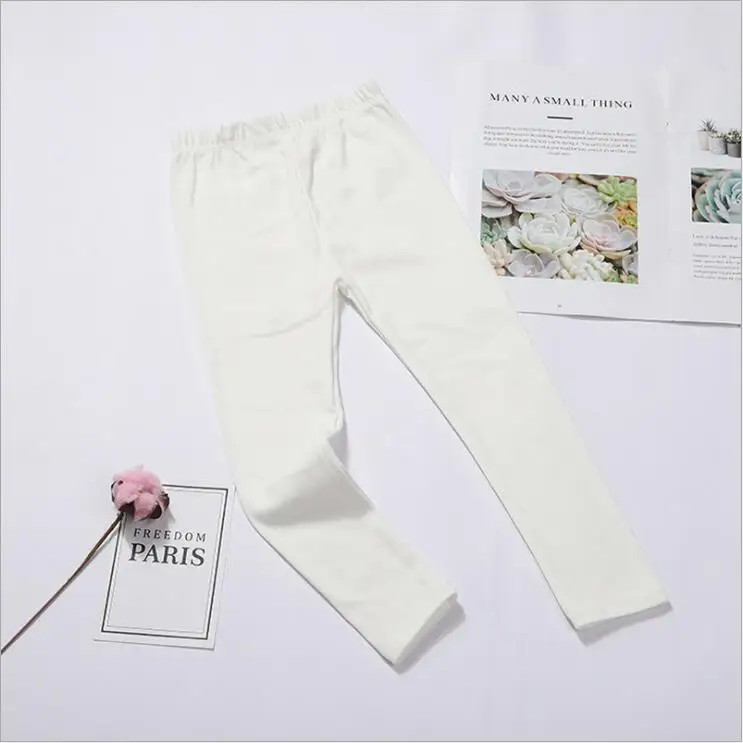 От 2 до 12 лет детские штаны для девочек; осенние детские черные брюки; розовые длинные брюки; зимние леггинсы; одежда для маленьких девочек; одежда из хлопка для малышей - Цвет: Белый