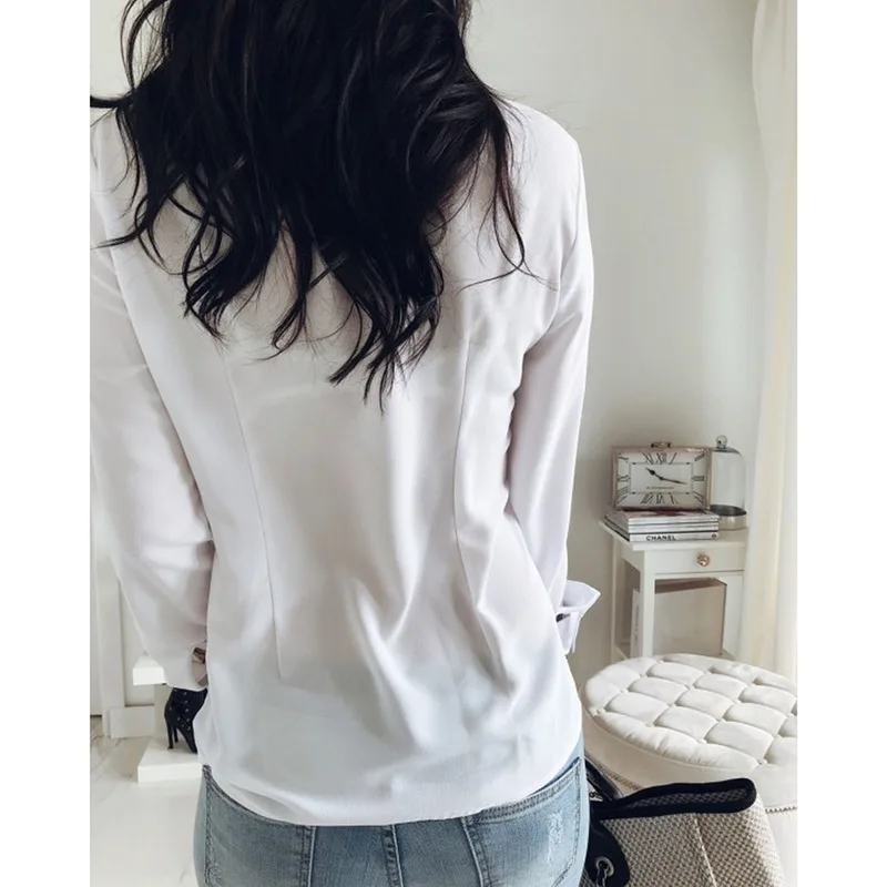 NIBESSER 2020 Fashion Korean Style Office Work Wear Ruffle Pleated Long Sleeve Women White Blouse Top Lady Shirt | Женская одежда