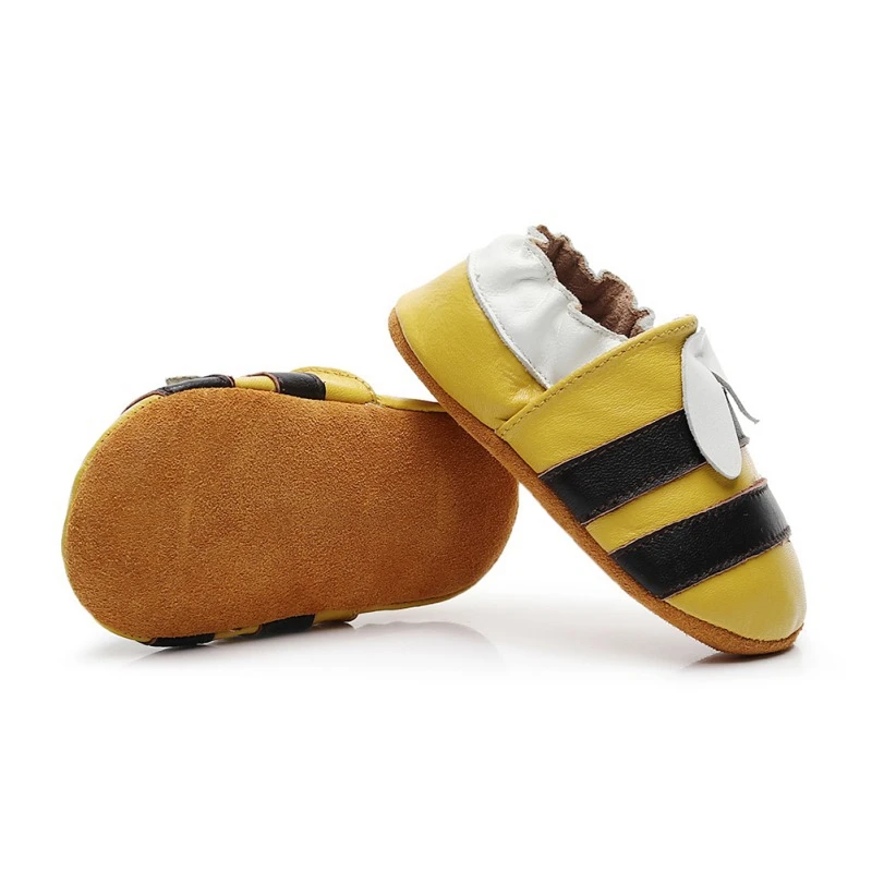 Newborn Baby Boy Girl Shoes Cute Little Bee Leather Stitching Anti-slip On 0-2T Toddler First Walkers |