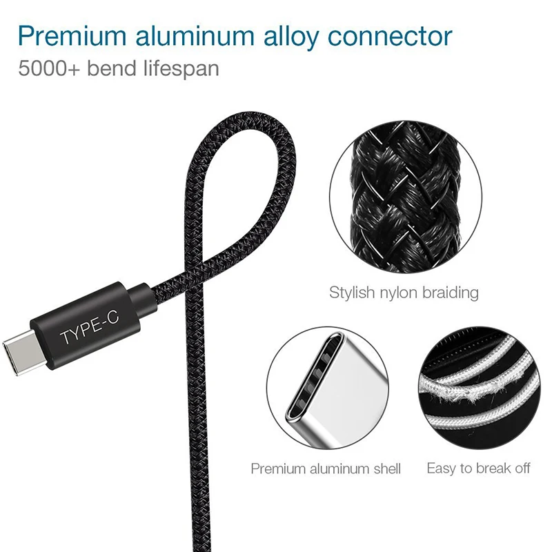 CAFELE 200 см type C USB кабель для быстрой зарядки и синхронизации данных для телефонов samsung huawei Xiaomi type C 3,0 Быстрая зарядка