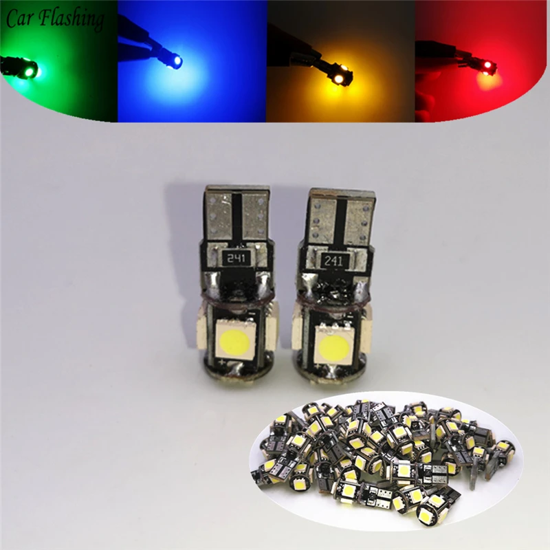 100X T10 Canbus 5smd автомобильный светильник W5w 194 168 лампочки ошибки DC 12V клиновидная