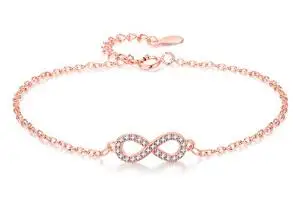 rose gold Романтический 925 пробы Серебряный бант прозрачный Циркон бесконечные браслеты для женщин Роскошные 8 формы ювелирные изделия подарок - Окраска металла: rose gold