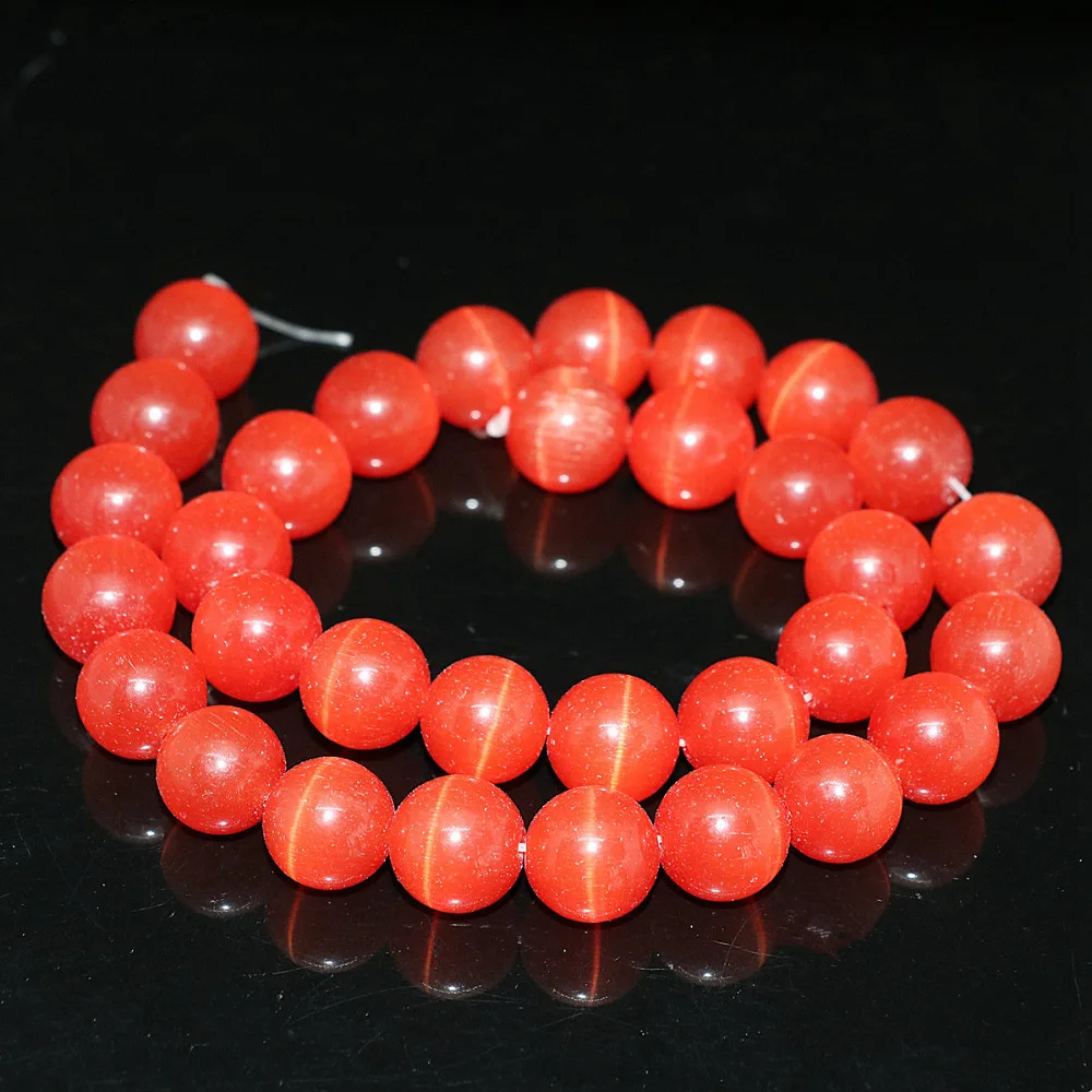 

Cute reddish orange opal loose beads 4,6,8,10,12mm round semi-precious stone cat eye diy jewelry 14inch B1578