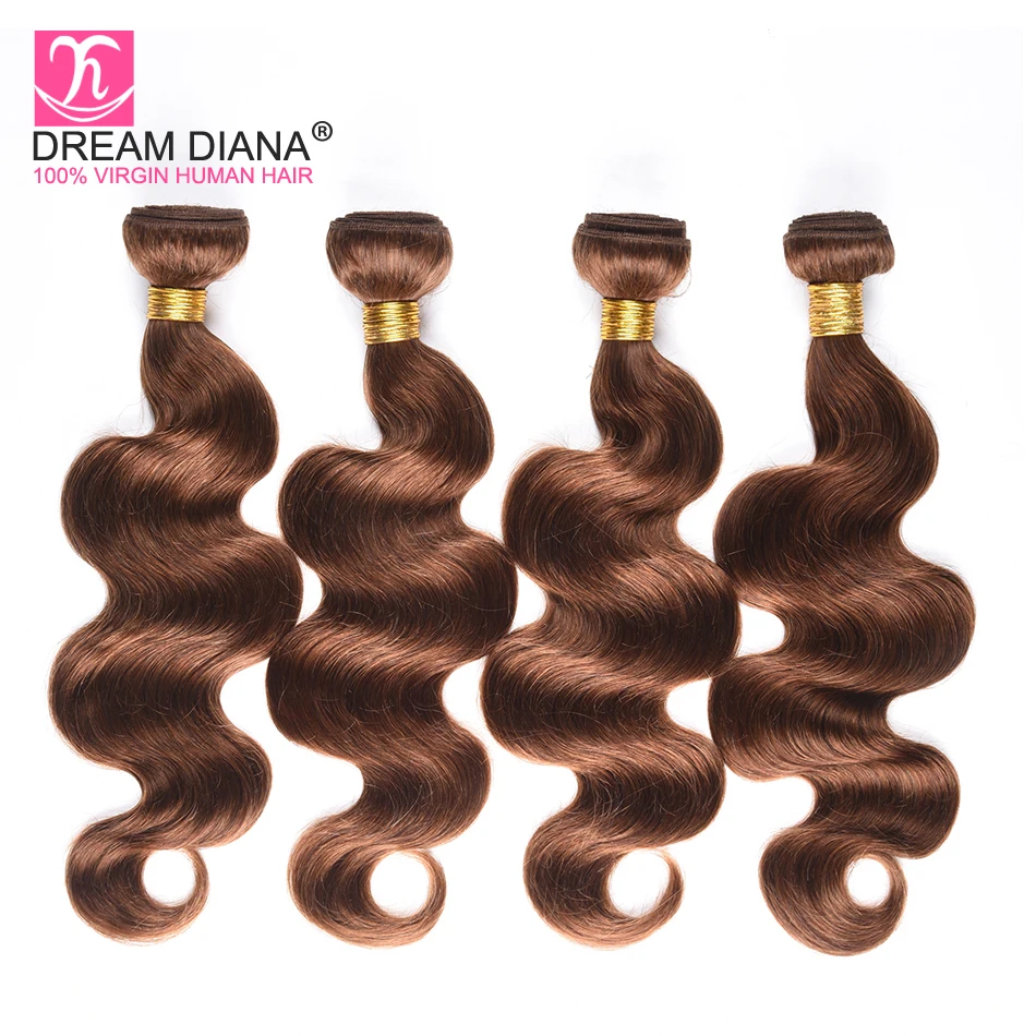 DreamDiana цвет 4 BodyWave коричневый вьетнамские волосы Связки Реми ткань предварительно
