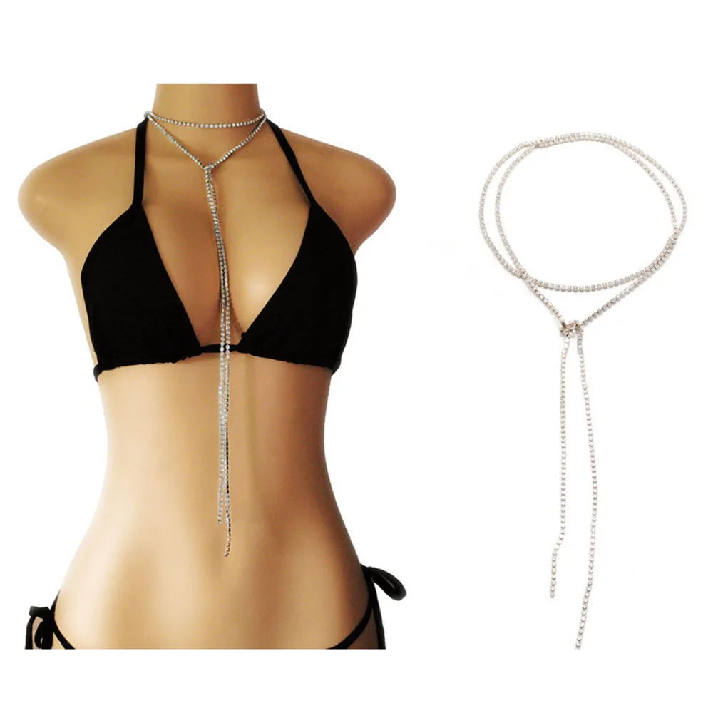 BeUrSelf Bling колье ожерелье Многоуровневая длинная цепь колье Femme золотого серебряного цвета со стразами ожерелье для женщин дропшиппинг - Окраска металла: Silver Color