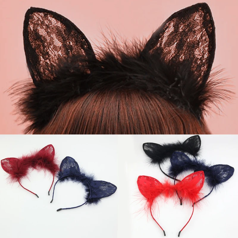 LNRRABC Горячая кавайная повязка на голову Плюшевые рождественские кошачьи уши