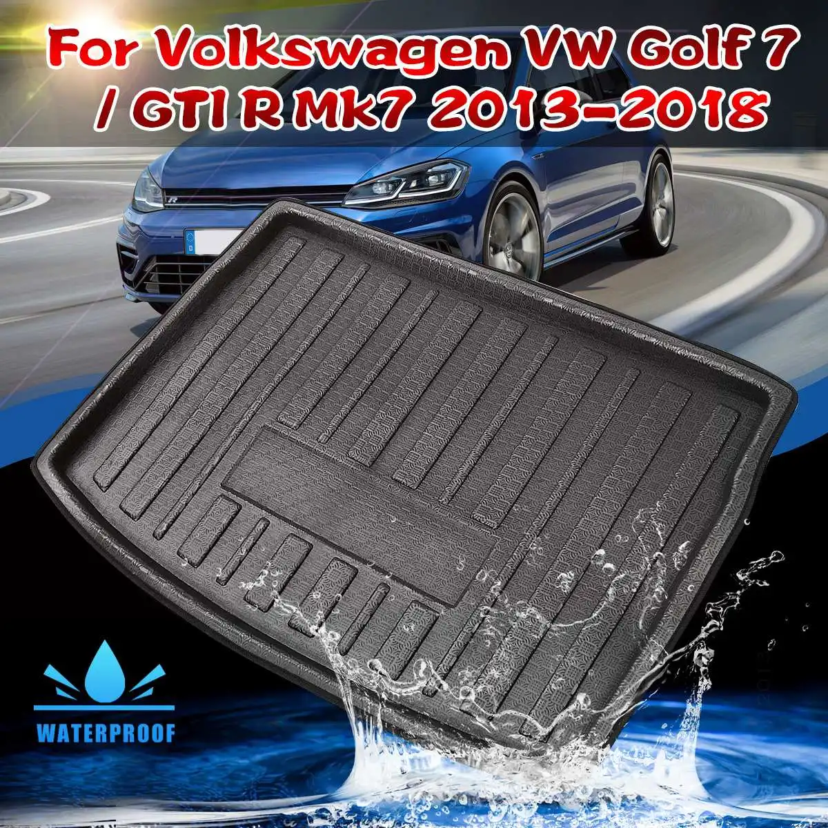 Для Volkswagen для VW Golf 7 GTI R Mk7 2013- Автомобильная задняя багажная сумка сетка для предметов коврик поддон для обуви пол ковер хэтчбек люк
