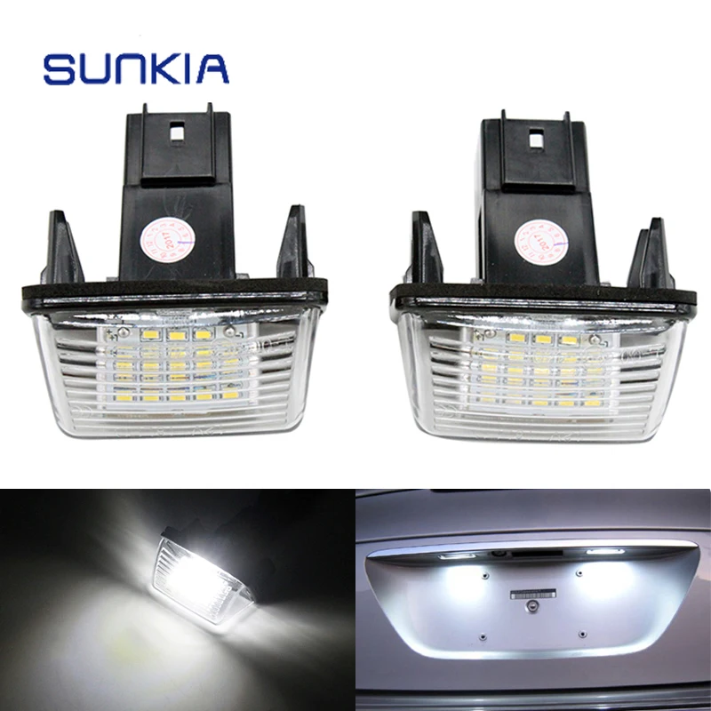 2 шт./компл. SUNKIA светодиодные лампы для номерного знака Peugeot 206 207 306 307 308 406 Partner