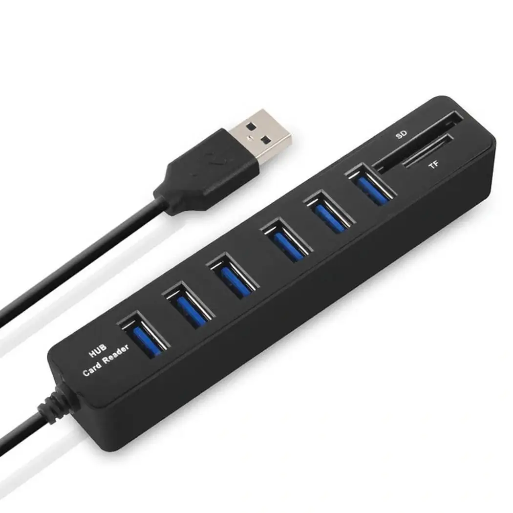Комбинированный usb концентратор с 8 портами USB 2 0 SD/TF кард ридером. Скорость TF/SD 6