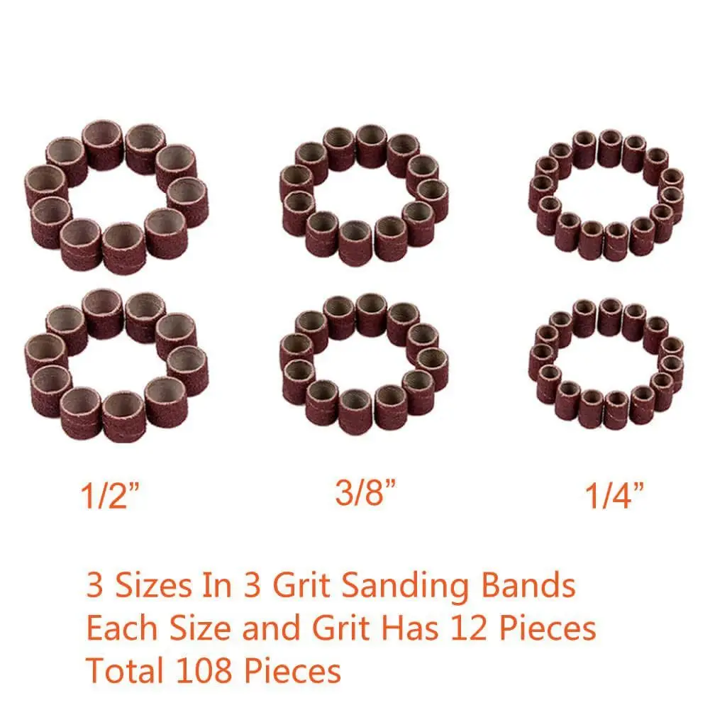 120Pcs Drum Sanders Set Including 108 Pcs Sanding Bands and 12 Mandrels Инструменты