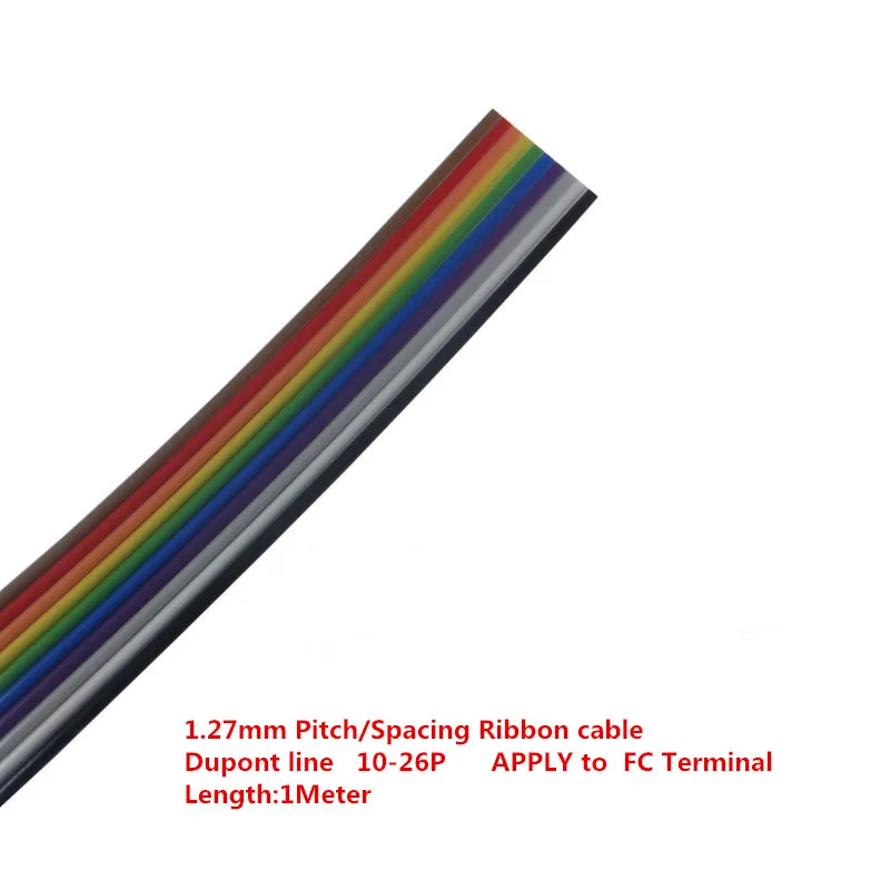 

1PCS YT2095 1.27mm Pitch/Spacing Ribbon cable Dupont line 10-26P FC Terminal Each core consists of 7* 0.12 MM copper wire 1M