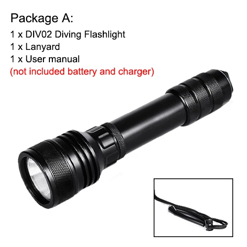 Package one Профессиональный фонарик Asafee для дайвинга, 2000 люменов, CREE XHP-50, подводный, 150 м, водонепроницаемый светодиодный фонарь для дайвинга, лампа для дайвинга - Испускаемый цвет: Package one