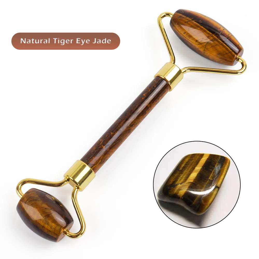 tiger eye Фиолетовый Кристальный нефритовый роликовый лицевой массажер портативный ролик для массажа лица удаление морщин подъемный инструмент Аметист ролик многоцветный - Цвет: tiger eye