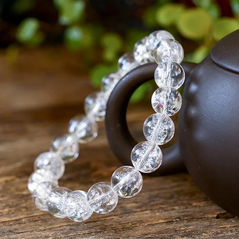 Natural White Crystal Stone Beaded Bracelets Women Men 6-14 mm Charm Brcelet DIY Accessories Gift Droship | Украшения и