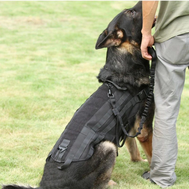 

Adjustable Military Dog Vest Outdoor Training Pets Vest With Scalable Leash, Dogs Lead, Hunting Molle Dogs Clothes Nylon Harness