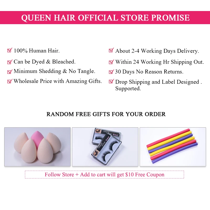 Queen Hair свободные глубокая волна пряди с закрытием бразильские волосы
