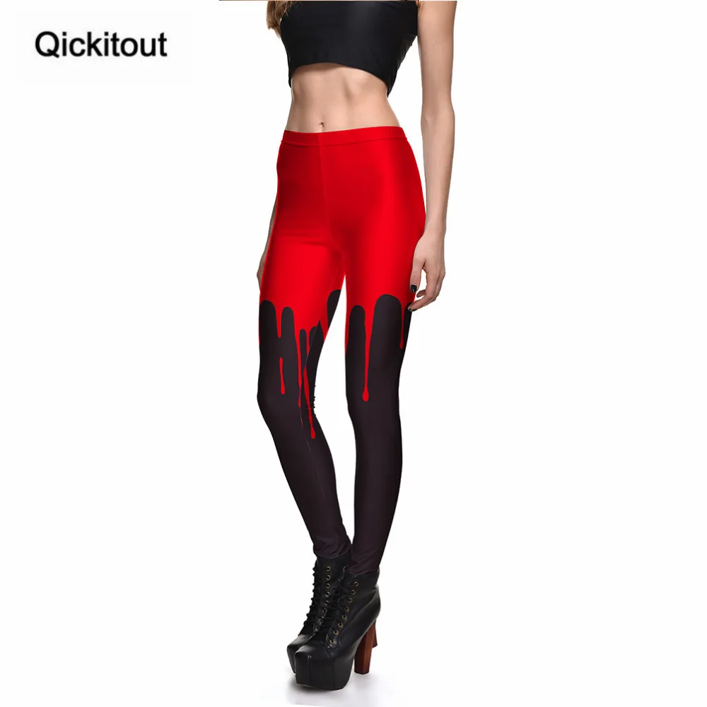 Qickitout Леггинсы горячий продукт новые женские красные и черные простые элегантные