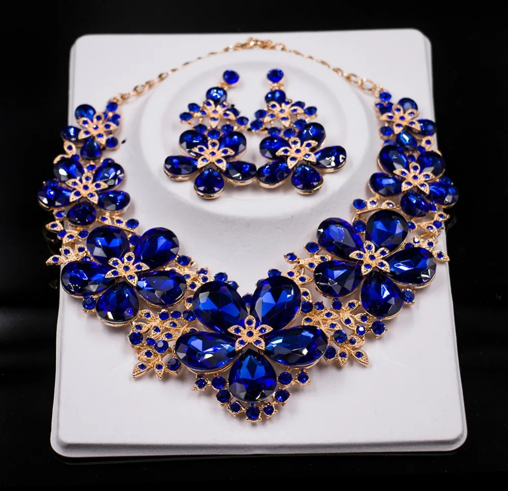 LAN дворец parure bijoux femme Свадебные украшения ювелирный набор большие цветы ожерелье и серьги Вечерние