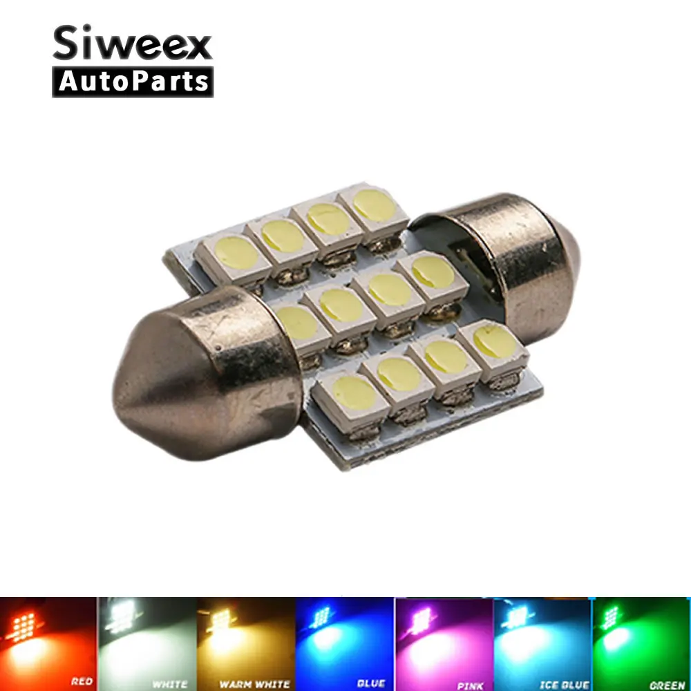

31mm 3528 1210 SMD 12 LED Car Auto Festoon Dome Interior Map Lights Bulb Lamp for DC 12V Blue Green Red Ice Blue White