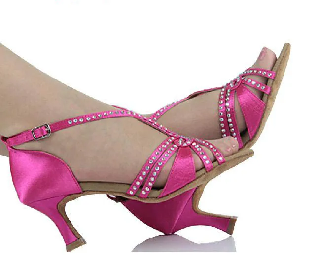 Обувь для латинских танцев DILEECHI женская обувь из сатина со стразами мягкая