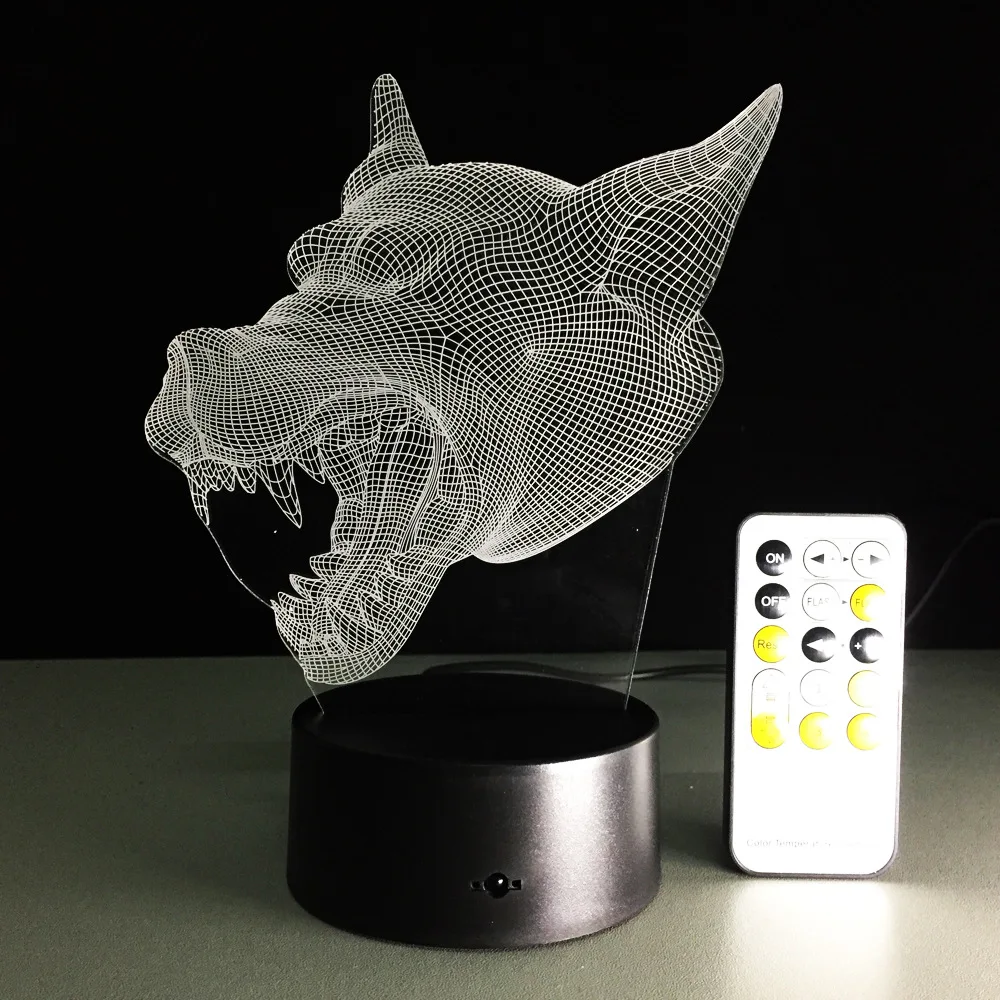 3D лампа 7 цветов волк Светодиодные ночные лампы для детей сенсорный светодиодный