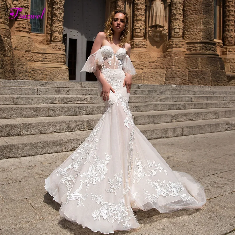 Fsuzwel Сексуальная шея возлюбленной халат De Mariage Русалка Свадебные платья 2020