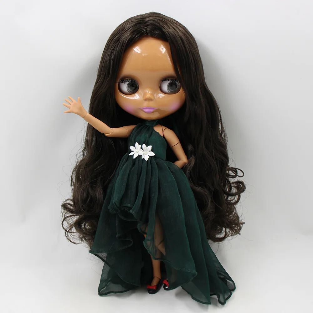 Blyth 1/6 кукла Обнаженная черные вьющиеся длинные волосы темная кожа глянцевое лицо без челки/с бахромой суставное тело 30 см ледяной BJD No.280BL950