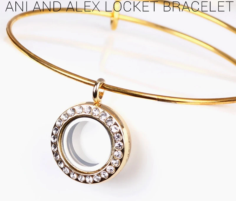 5PCS Mixed Color Full Rhinestone Round Floating Charms Alloy Locket Bracelets Bangles | Украшения и аксессуары