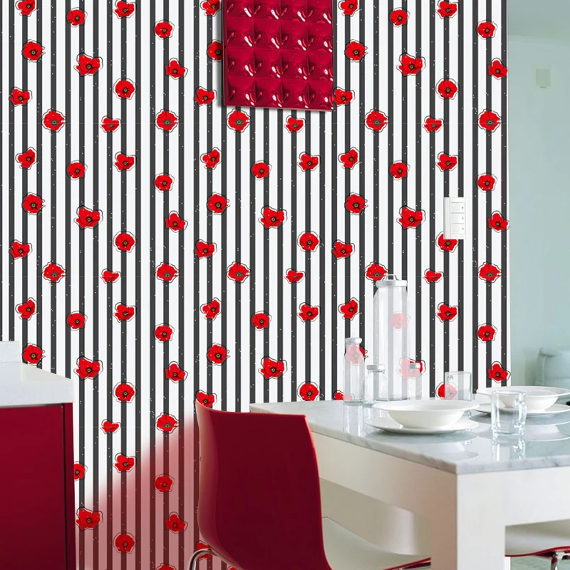 [Fundecor] красные цветочные обои самоклеющиеся для гостиной детской комнаты