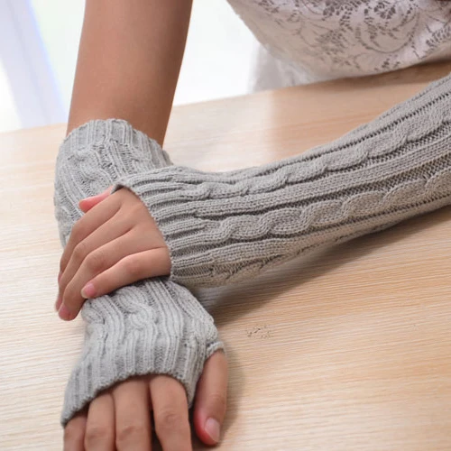 Hot Women's Long Knitted Crochet Fingerless Braided Arm Warmer Gloves Retail/Wholesale 5BRH 7ERS | Аксессуары для одежды